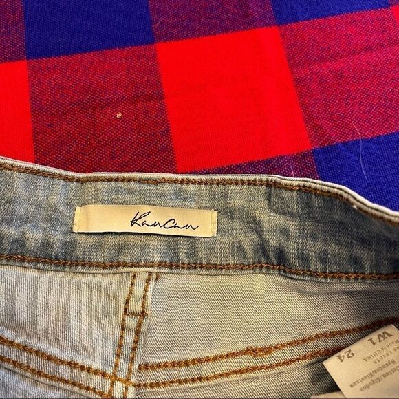 KanCan Light Wash Destroyed Denim Shorts Size 24 - Picture 5 of 11
